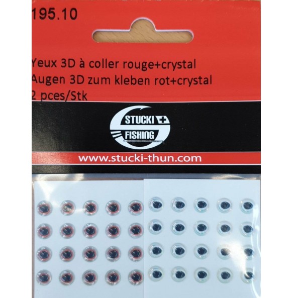 Stucki Yeux 3D à Coller rouge + crystal ( 40pcs )