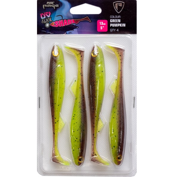 FOX RAGE ULTRA UV SLICK SHAD SINGLE COLOUR PACKS 11CM 4PCS.