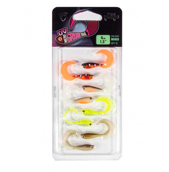 Fox Rage Micro Grub Mixed Colour Lure Pack 4cm 8pcs.