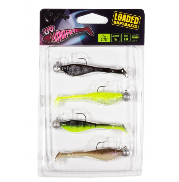 Fox Rage Ultra UV Mini Fry Mixed Colour Loaded Lure Pack 5G hook 1/0 7cm