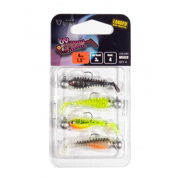 Fox Rage Ultra UV Micro Spikey Mixed Colour Loaded Lure Pack 4pcs.
