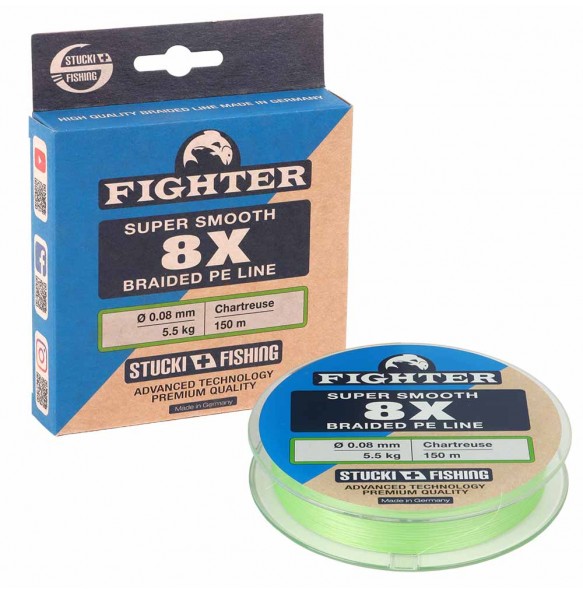 Stucki Fighter 8X Braided Line, Lime Green 150m