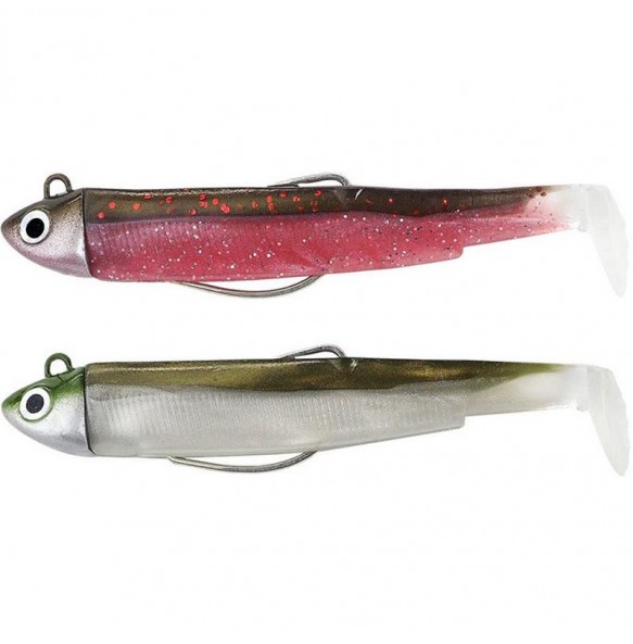 Kit Leurre Souple Arme Fiiish Double Combo Black Minnow 70mm 4.5gr + Tete Plombee Shore