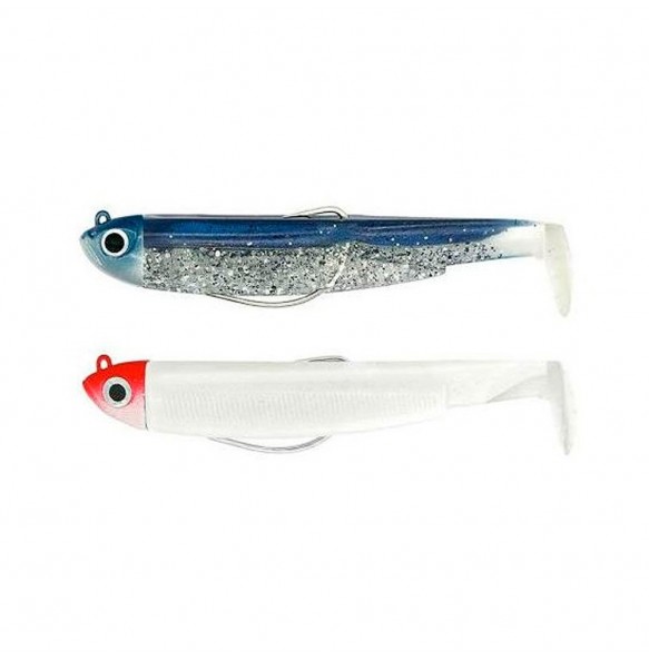 Kit Leurre Souple Arme Fiiish Double Combo Black Minnow 120MM + Tete Plombee Shore 12GR