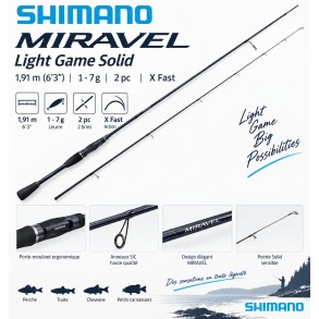Shimano Canne Miravel Light Game Solid 1,91m 6'3" 1-7g 2pc X Fast