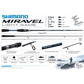Shimano Canne Miravel Light Game Tubular 2,13m 7'0" 5-21g 2pc X Fast