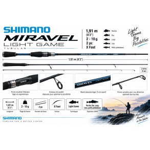 Shimano Canne Miravel Light Game Tubular 1,91m 6'3" 2-10g 2pc X Fast