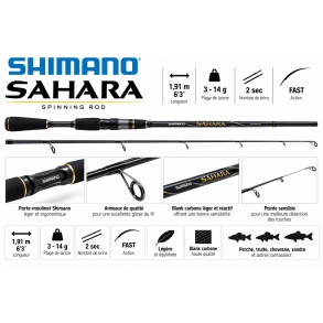 Shimano Canne Sahara Spinning FAST 1,91m 6'3" 3-14g 2pc
